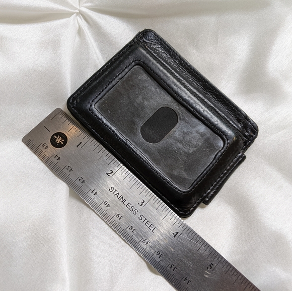 Genuine Leather Wallet with Magnetic Money Clip, Black - Picture 2 of 6